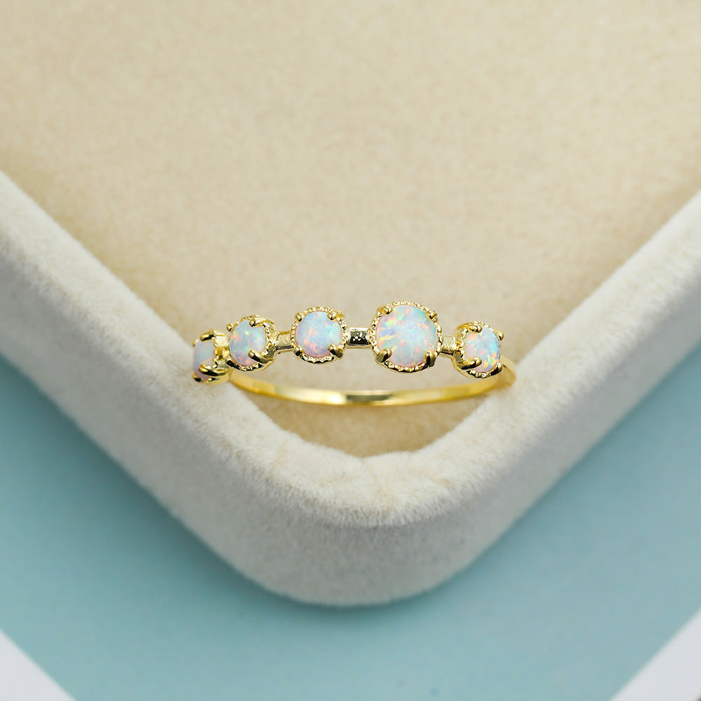 Gold Copper Ring For Women With White Opal Jewelry Size No 6 For Birthdays Holidays Weddings Elegant Accessory