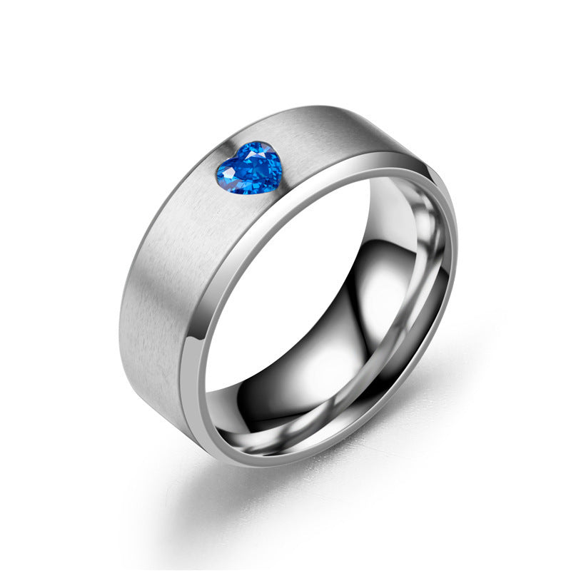 Couple Rings Titanium Steel Geometric Peach Heart Ring Electroplated Matching Rings for Couples Gift for Lovers