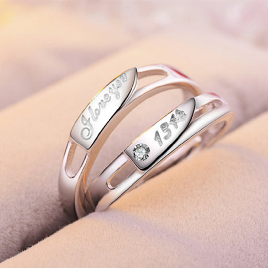 Couple Rings Korean Fashion Jewelry Gift White Copper Electroplated Open Rings Women Men Matching Promise Bands