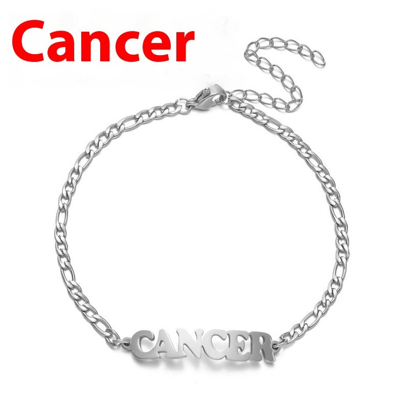Unisex Stainless Steel Zodiac Bracelet Electroplated Gold Constellation Jewelry Gemini Sign For All Daily Wear