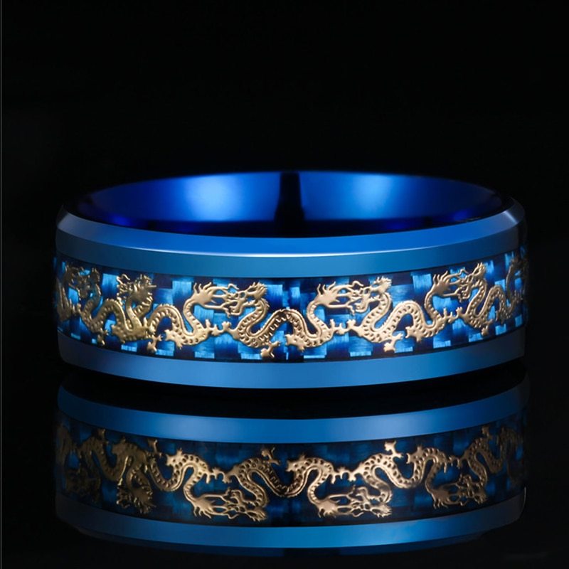 Mens Stainless Steel Golden Dragon Ring European American Fashion Jewelry Individually Packed Gift Trade Ready