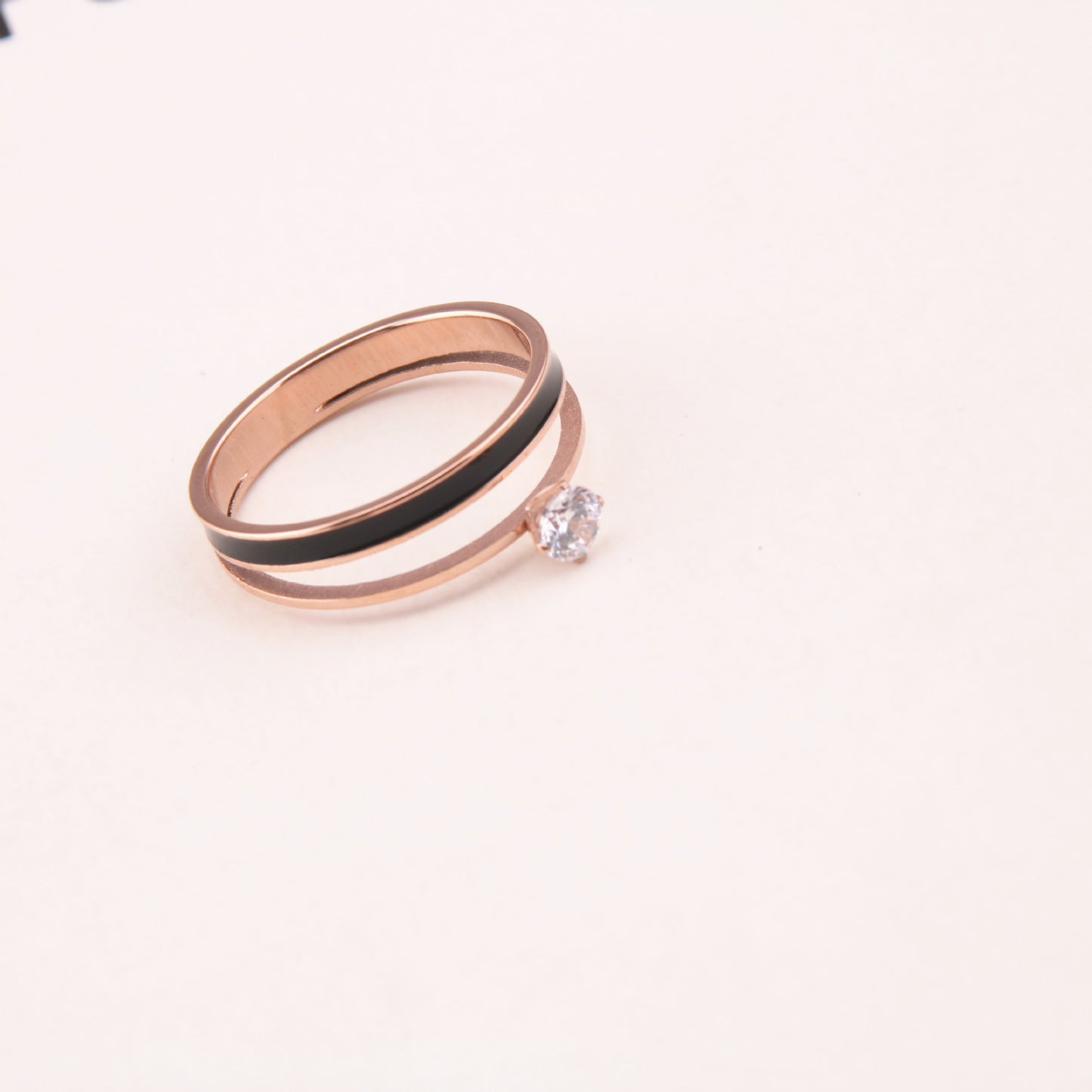 Womens Double Layer Black Face Fashion Ring With Diamond Accent Index Finger Ring Multi Layer Must Have Fashion Women