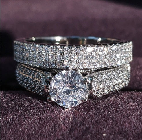 Womens 925 Sterling Silver Ring Zircon Inlay Band For Her Simple Silver Ring Size 5 6 7 8 9 10 Style Band Ring