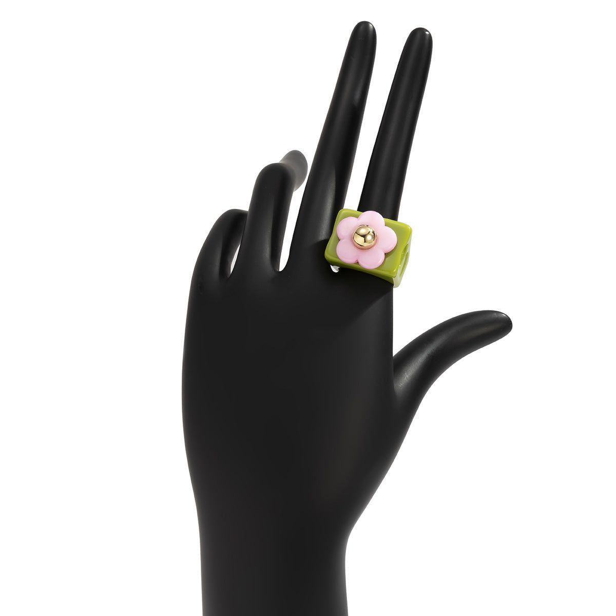 Womens Flower Resin Ring Wide Floral Statement Fashion Ring
