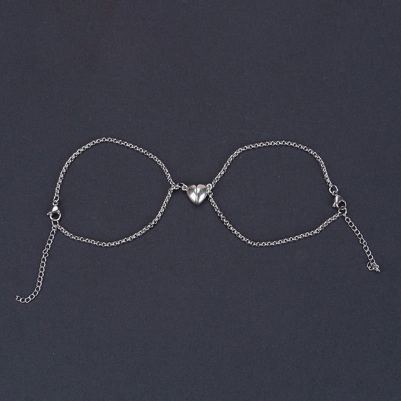 Couple Bracelets Set Titanium Steel Heart Lock Design Sun Moon Geometry Matching Gift for Lovers Pairs Oath Duo