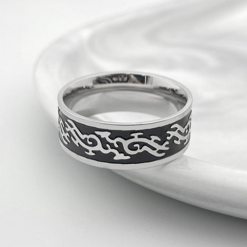 European And American Style Titanium Steel Ring With Dragon Pattern For Unisex Fashion Accessory Jewelry Style
