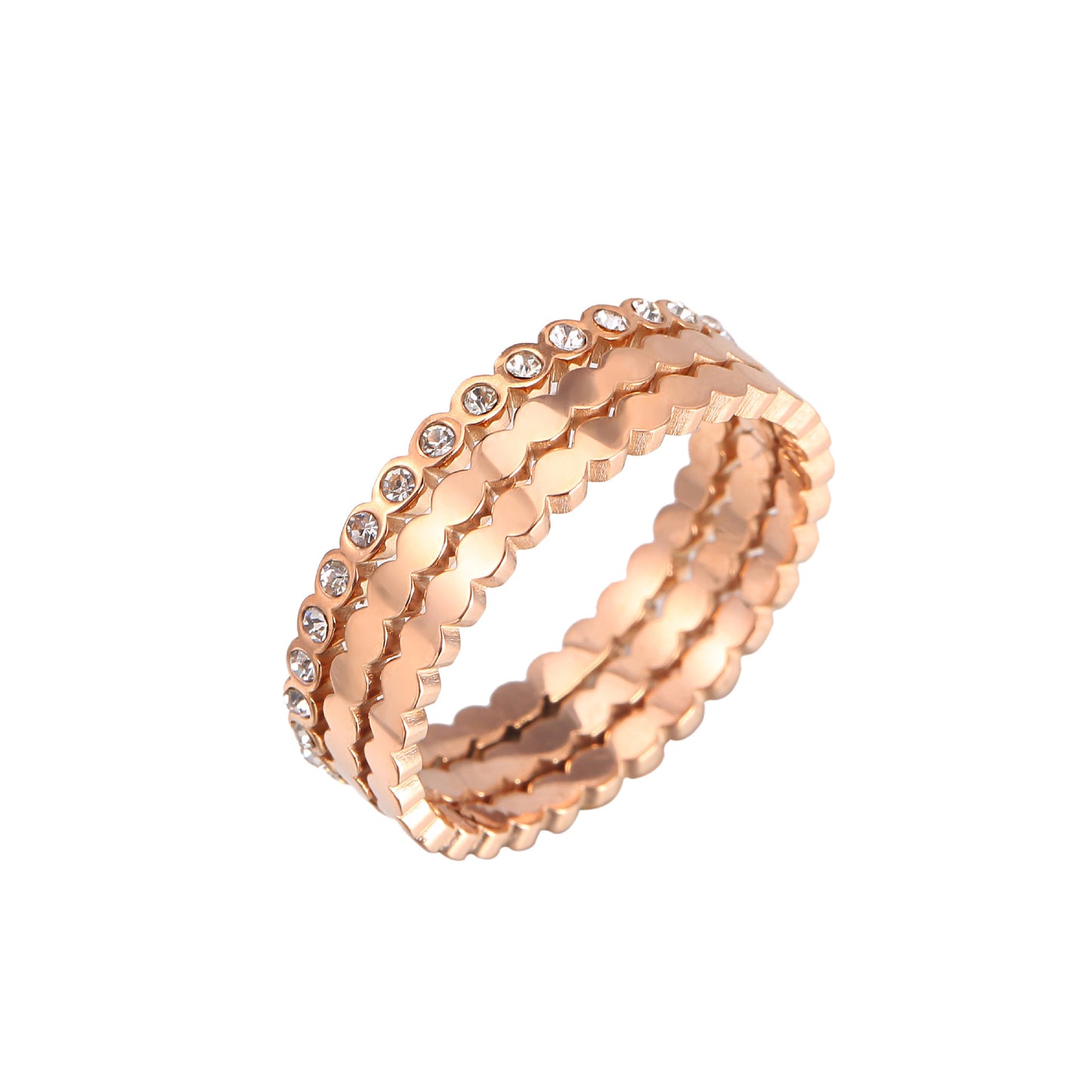 Titanium Steel Phalanx Ring For Women Rose Gold Plated Gem Inlay Sizes 6 7 8 9 Elegant Electroplated Accessory