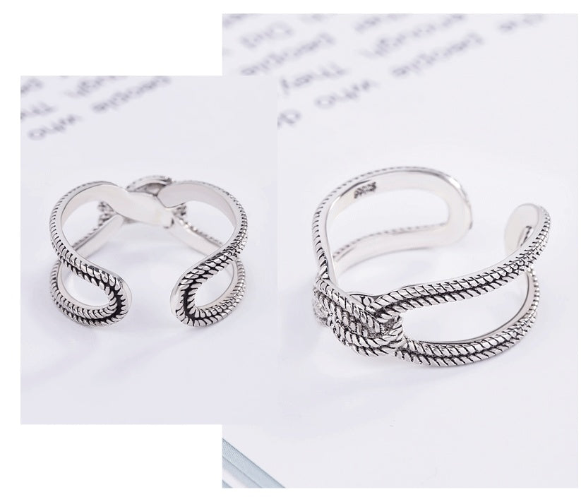 Retro Geometric Copper Ring For Women And Men Adjustable Opening Lightweight Thai Silver Process Fashion Gift Now