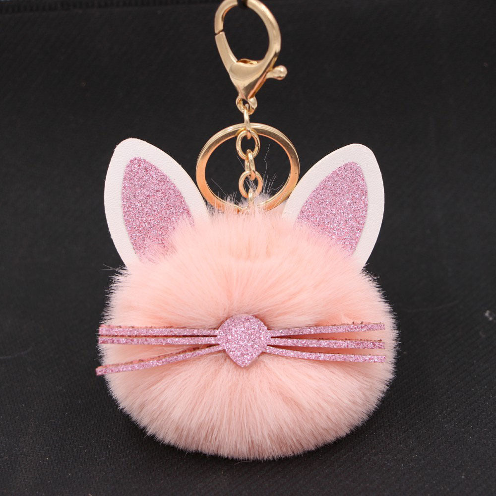 Plush Kitten Keychain Cute Cat Pendant Alloy Key Ring Women Adorable Bag Charm Accessory Trendy Gift Ideas Cat