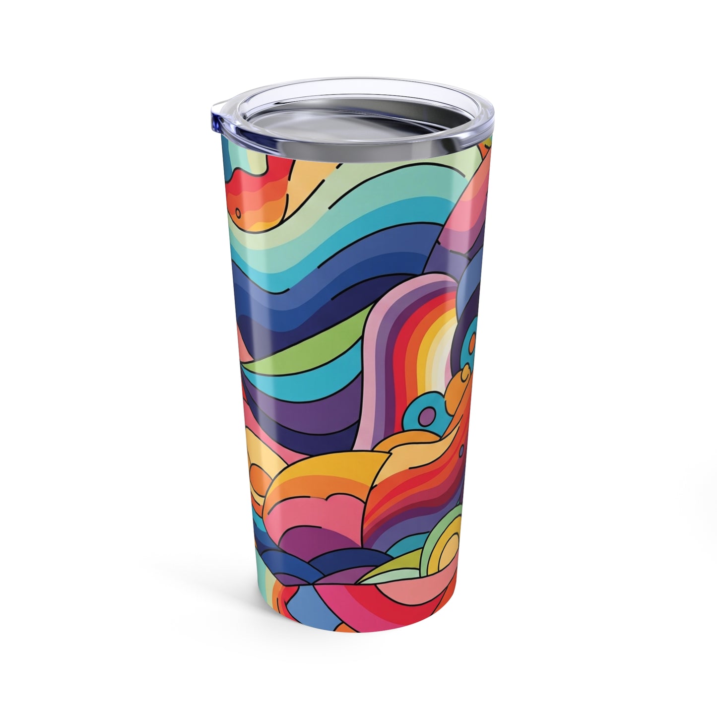 20 oz Stainless Steel Printed Coffee Cup Double Wall Vacuum Insulated Leak Proof BPA Free For Hot Cold Beverages