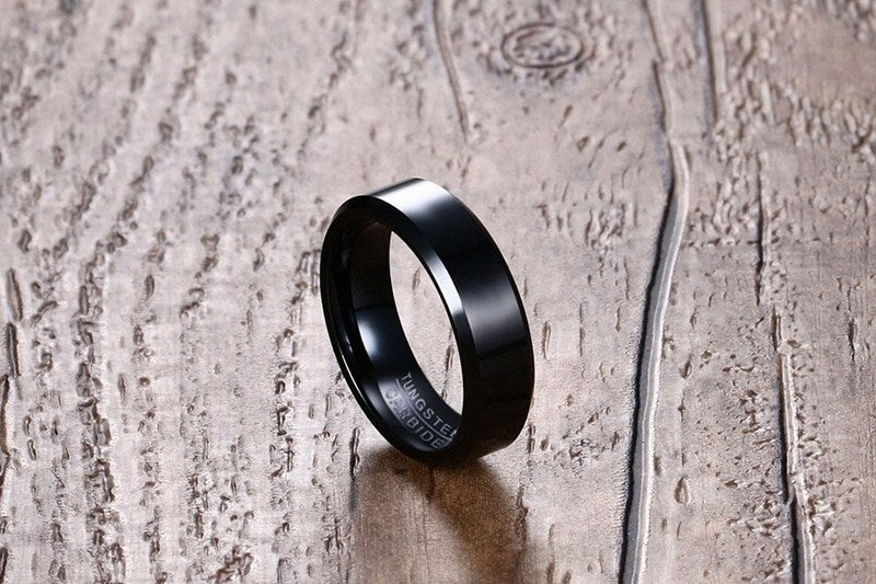 Mens Tungsten Steel Ring Unisex Fashion Ring Black And Steel Band Jewelry Gift For Him And Her For Daily Style