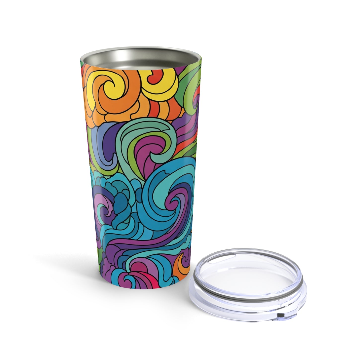 20 Ounce Stainless Steel Tumbler With Vibrant Printed Design Double Wall Vacuum Insulation Spill Resistant Hot And