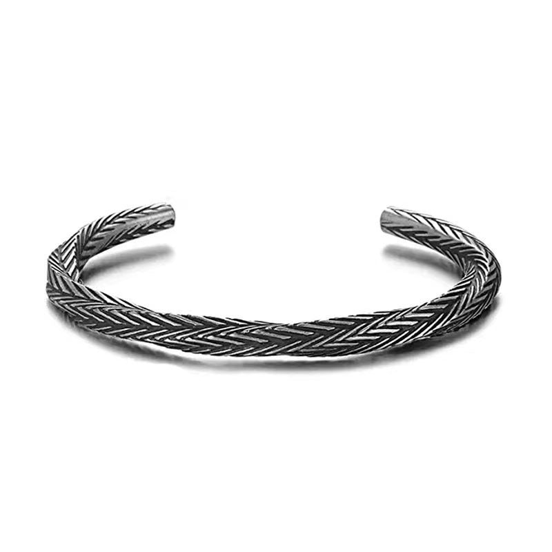 Men Copper Silver Plated Bracelet Twist Bamboo Knotted