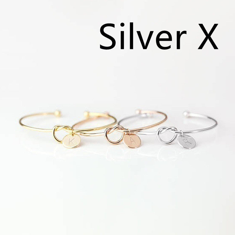 Womens Alloy Letter Bracelet Dead Knot Bangle Jewelry Gold