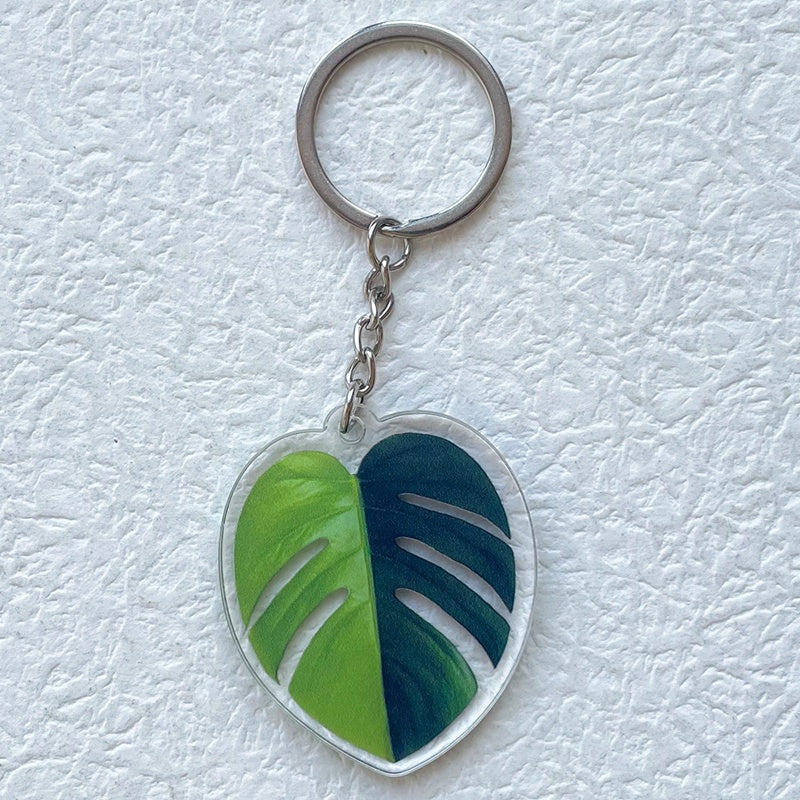 Leaf Keychain Acrylic Key Pendant Exquisite Flat Lightweight And Durable Design 6 Cm Length Ideal Key Accessory