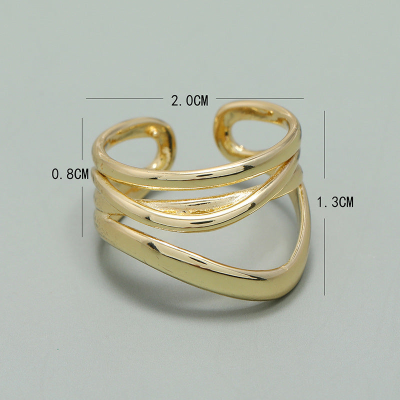 Unisex Copper Ring Adjustable Electroplated Light Gold Finish Durable For Everyday Wear Opening Design For All