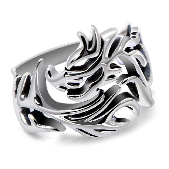 Womens Fashion Rings Set Retro Punkish Gothic Snake Dragon Animal Design Adjustable Alloy Rings Silver Jewelry