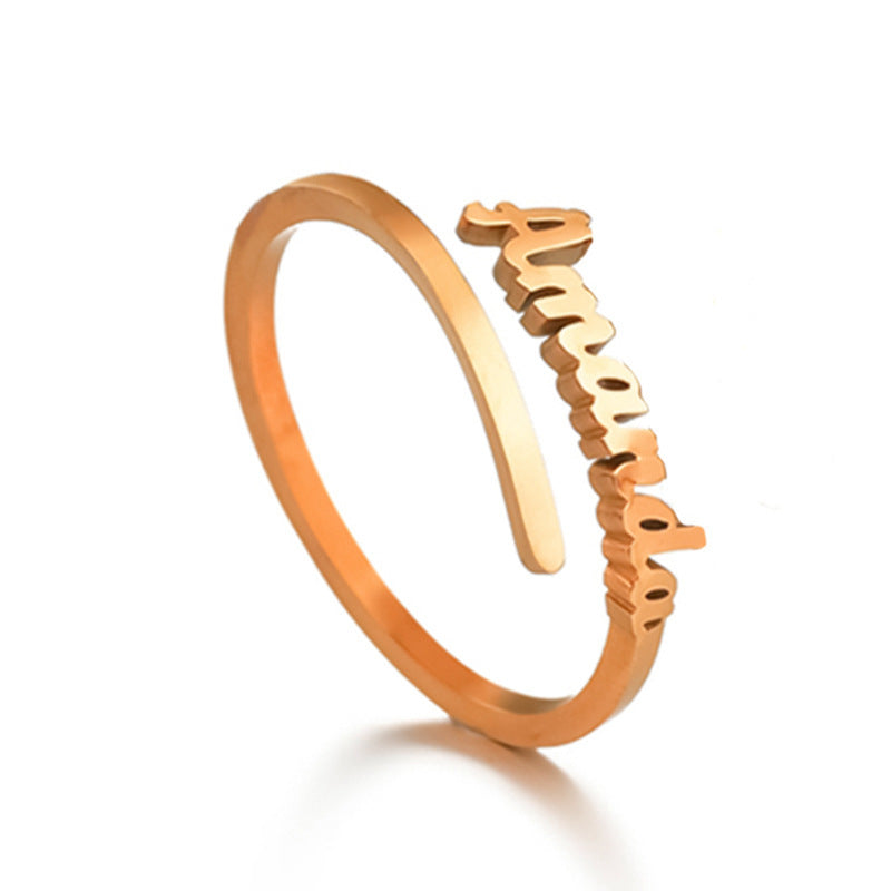 Stainless Steel Personalized Name Rings For Couples Unisex Adjustable Engraved Jewelry For Loved Ones Keepsake