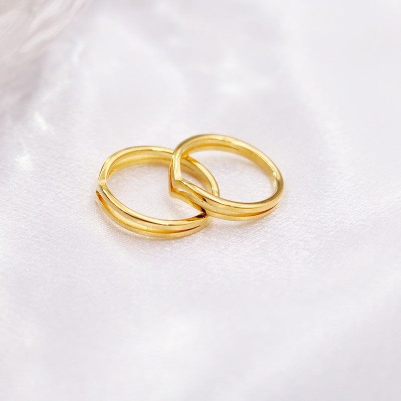 Unisex Titanium Steel Ring Irregular Wave Design Heart Glossy Electroplated Finish Band Ring for Men and Women Fashion Jewelry Statement Ring