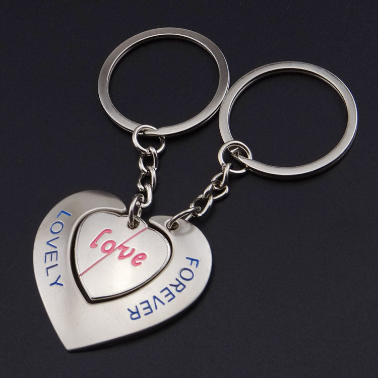 Couple Keychain Set Heart Shaped Matching Keychains Lovers Zinc Alloy Pendant Anniversary Gift Valentines Days