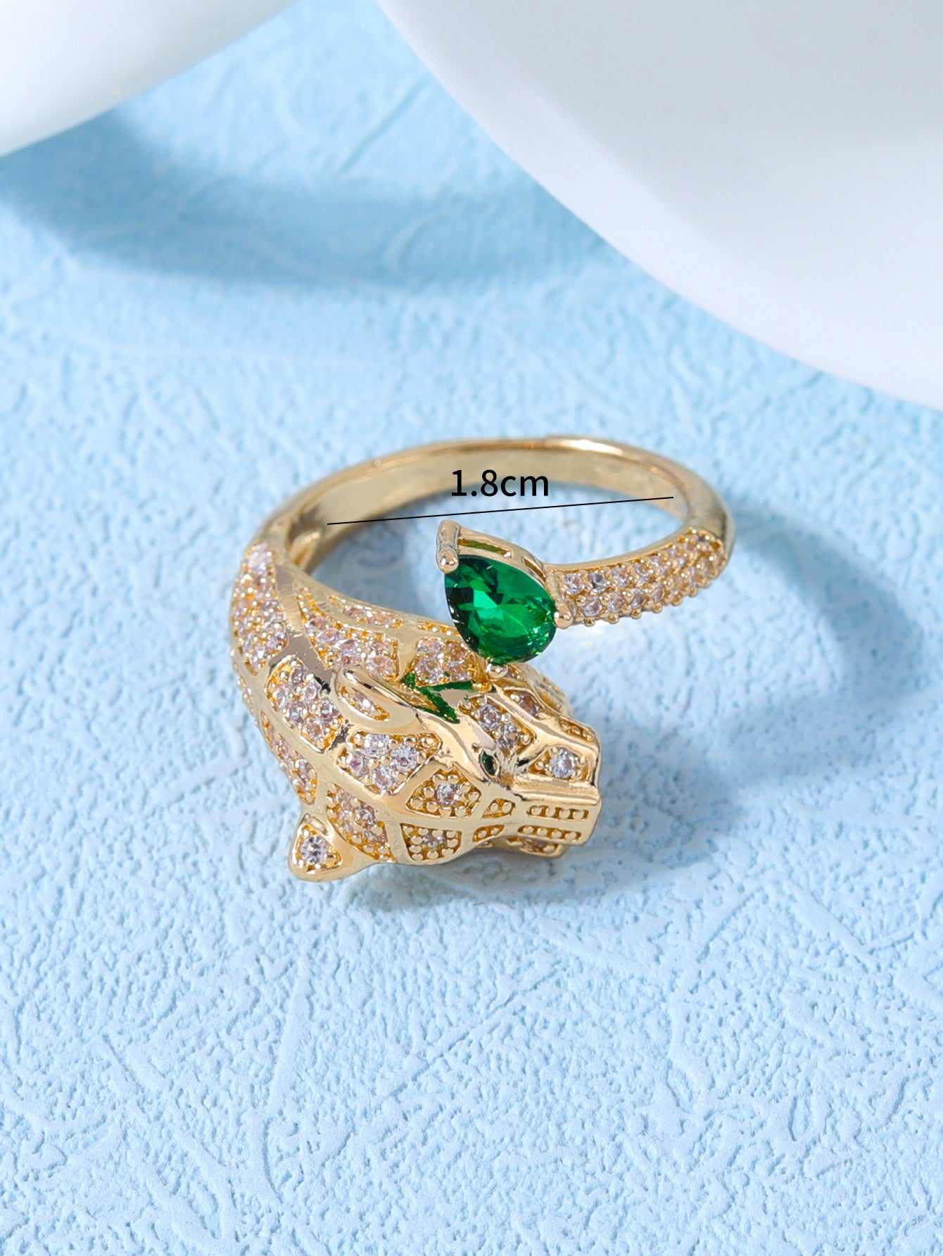 Womens Gold Snake Ring Adjustable Open Geometric Design Zircon Embellished Copper Fashion Jewelry Statement Accessory