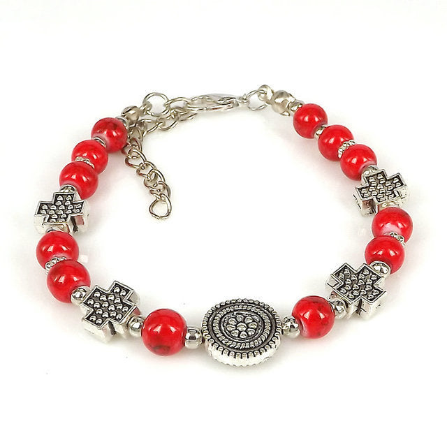 Unisex Bracelet With Tibetan Silver Beads Bohemian Ethnic Fashion Jewelry Travel Accessory And Trade Show Gift