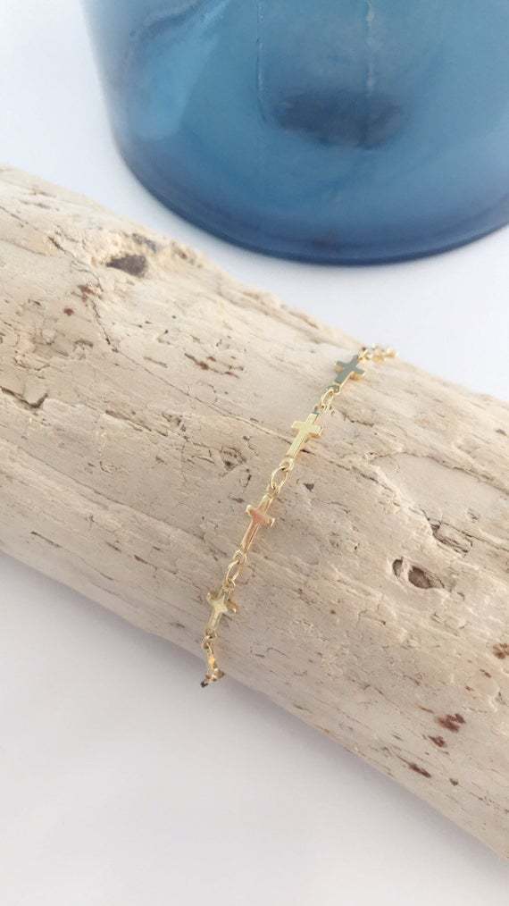 Womens Cross Bracelets Simple Chain Electroplated Jewelry Fashionable Adjustable Bracelet Gold Color For Women