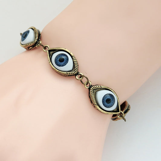Unisex Angel Demon Eye Bracelet Alloy Inlay Gems Protective Amulet Fashion Jewelry Gift Statement Accessory Go