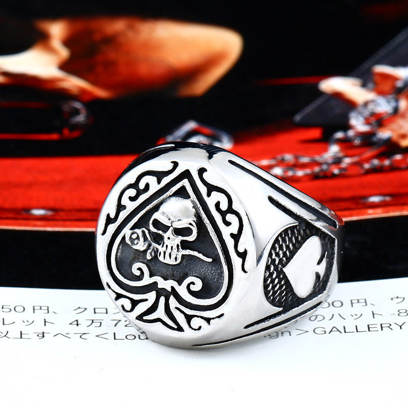 Men's Black Titanium Skull Ring Vintage Retro Polished Gothic Biker Punk Jewelry Durable Statement Piece Polishing