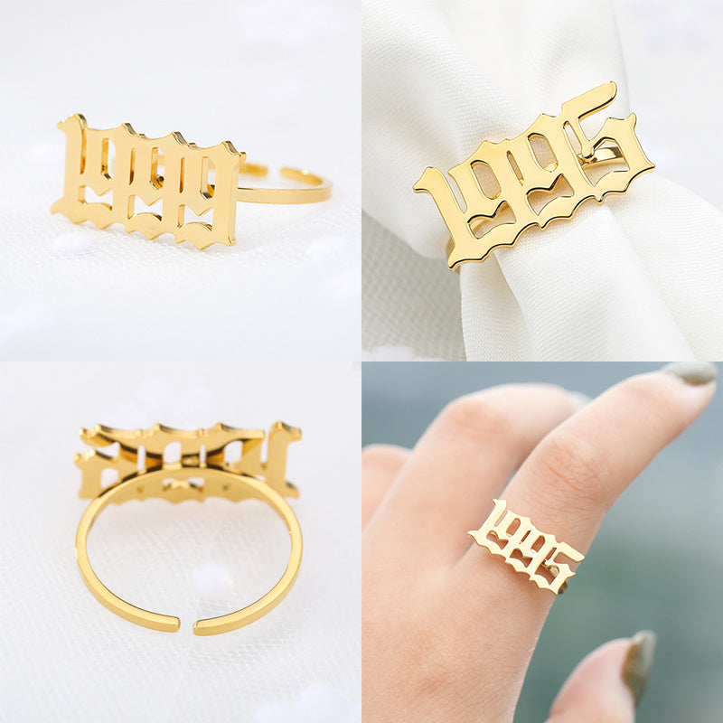 Stainless Steel Festival Ring Customizable With Letters Numbers Or Text Engraving Durable Metal Fashion Jewelry