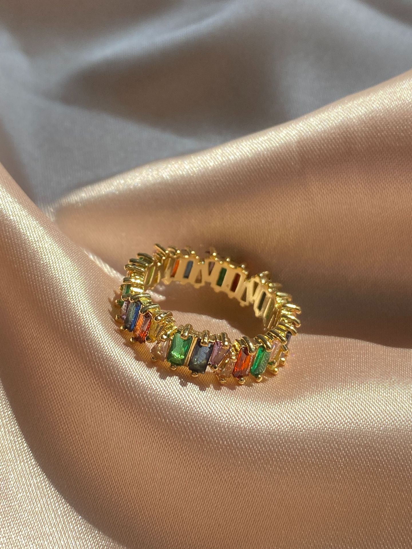 Womens Copper Ring Inlaid Zircon Ladder Design Geometric Square With Gold Inlay Treatment Fashion Jewelry Gift