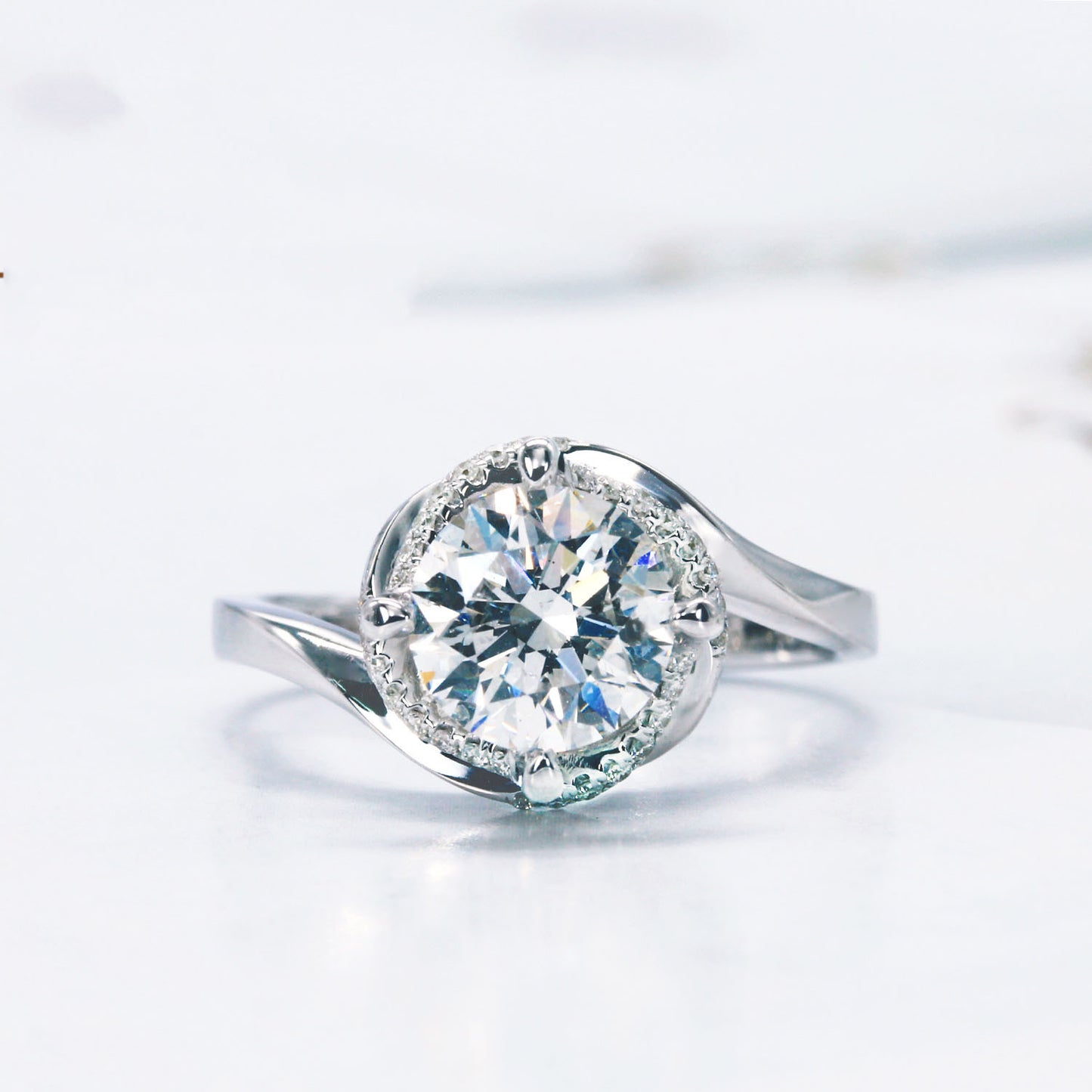 Six Prong Moissanite Ring Sterling Silver Inlaid With Gems For Wedding And Elegant Everyday Wear For Her Brilliant Shine