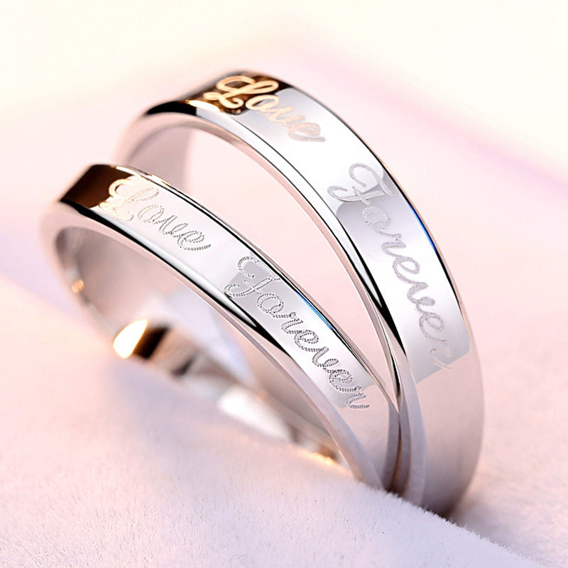 Silver Wedding Ring Set For Women And Men Korean Style Matching Bands For Anniversary Gift Jewelry Elegant Silver