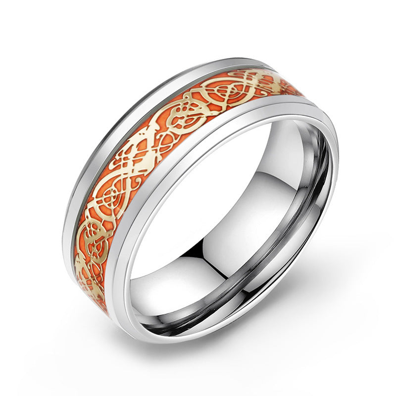 Dragon Ring Stainless Steel Nighttime Luminescence Ring Luminous Glow In The Dark Band Jewelry Stainless Steel
