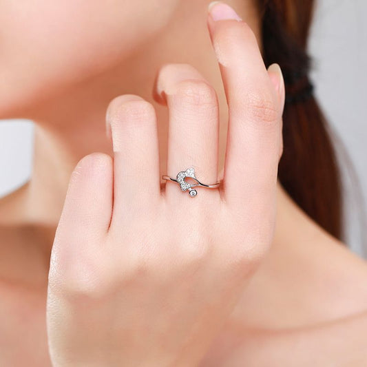 Womens Zircon Silver Ring Adjustable S925 Open Design Inspired By Japanese and Korean Jewelry Sizes 5 6 7 8 9S