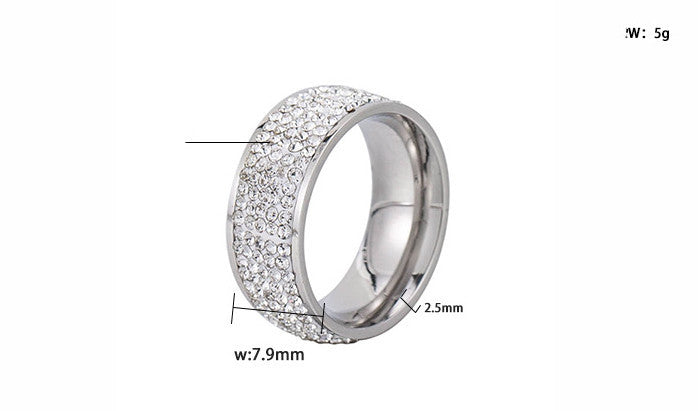 Unisex Titanium Steel Ring With Starry Diamond Accent Geometric Design Sizes 6 8 10 Durable Matte Finish For Everyday