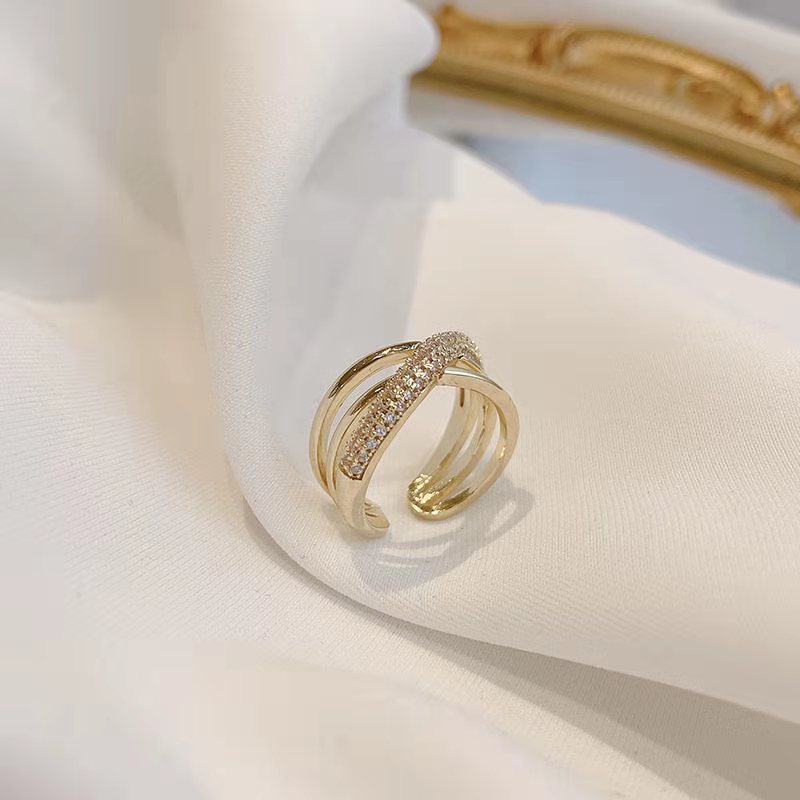 Womens Adjustable Cross Ring 18K Gold Plated Copper Geometric Ring Jewelry Fashion Designs Elegant Gift Unique