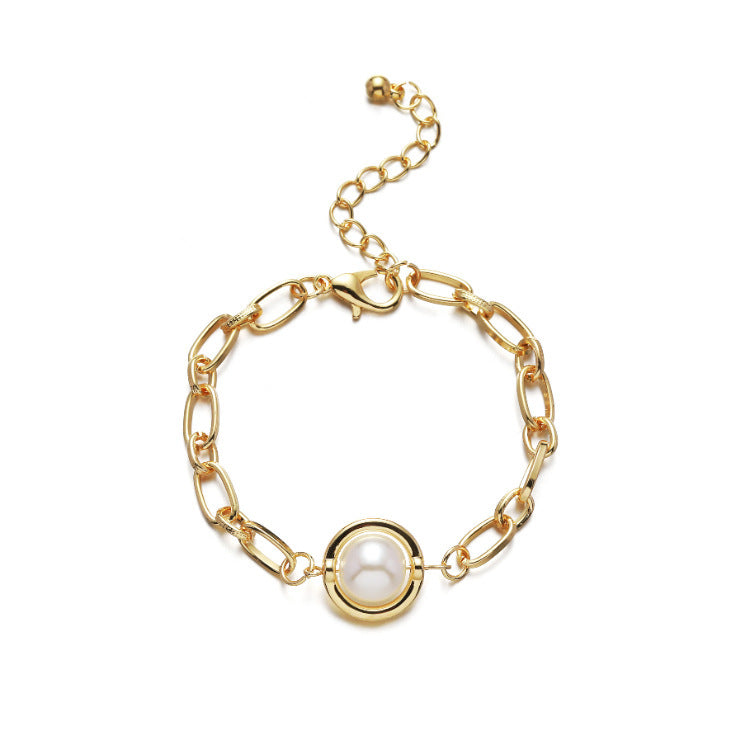 Womens Pearl Bracelet Alloy Chain Simple Metal Accessory Elegant Everyday Wear All Match Fashion For All Color
