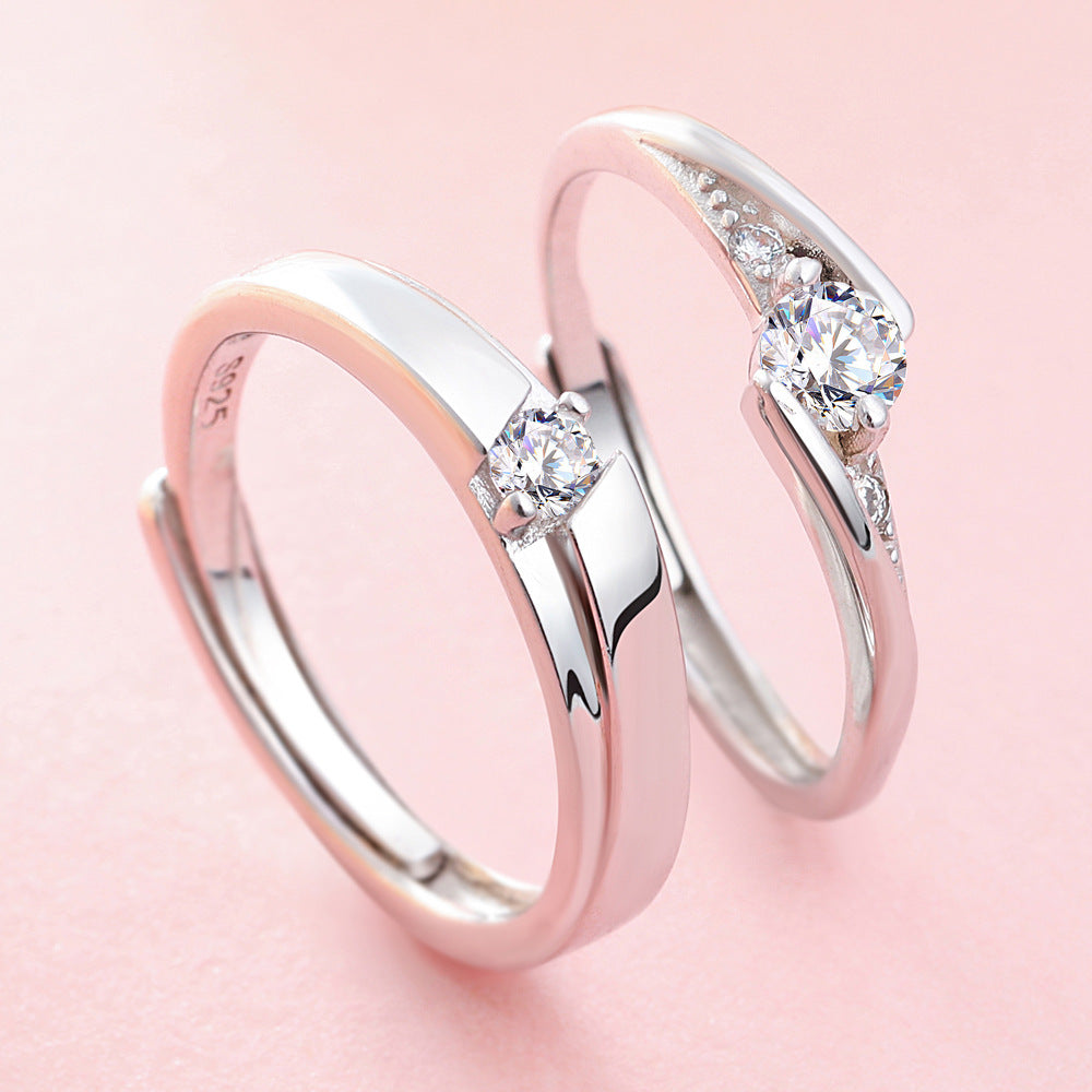 Sterling Silver Couple Rings For Women Elegant Open Design Fashion Jewelry Love Eternal Valentines Day Gift Set