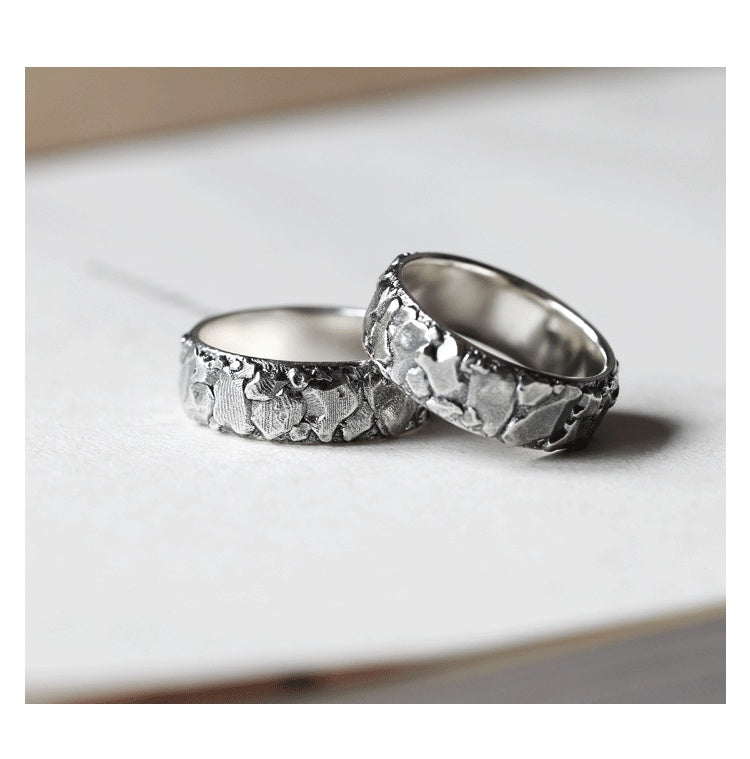 Mens Copper Ring Vintage Adjustable Rhombus Pattern Electroplated Retro Art Fan Impression Design For Men Ring