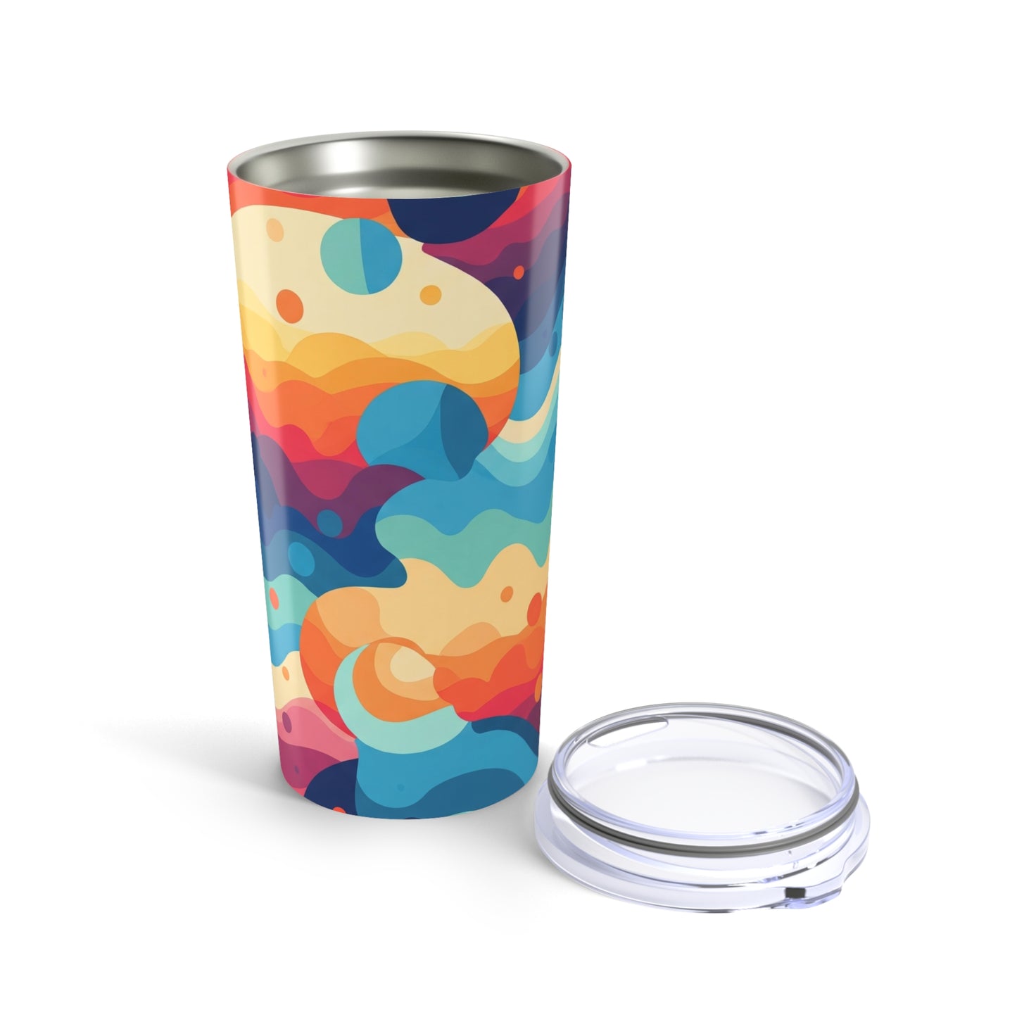 20 Ounce Stainless Steel Tumbler With Printed Design Double Wall Vacuum Insulation Spill Resistant Thermal