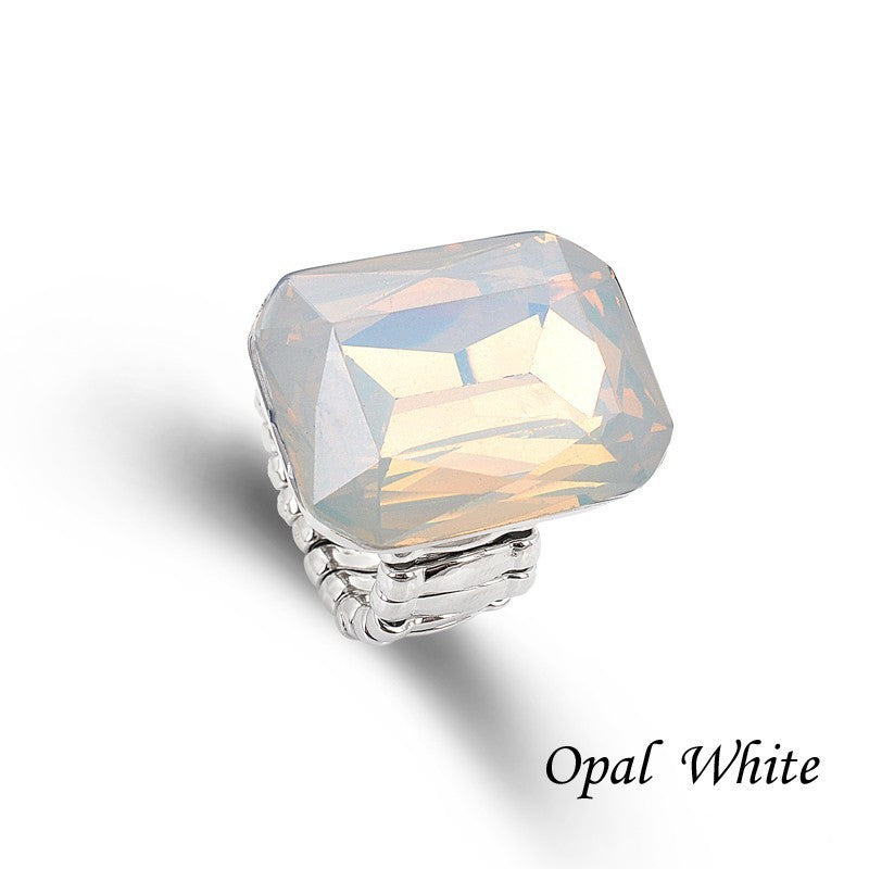 Unisex Geometric Crystal Ring Inlay Alloy Inlaid Gemstone Fashion Square Ring Artificial Geometric Ring Square