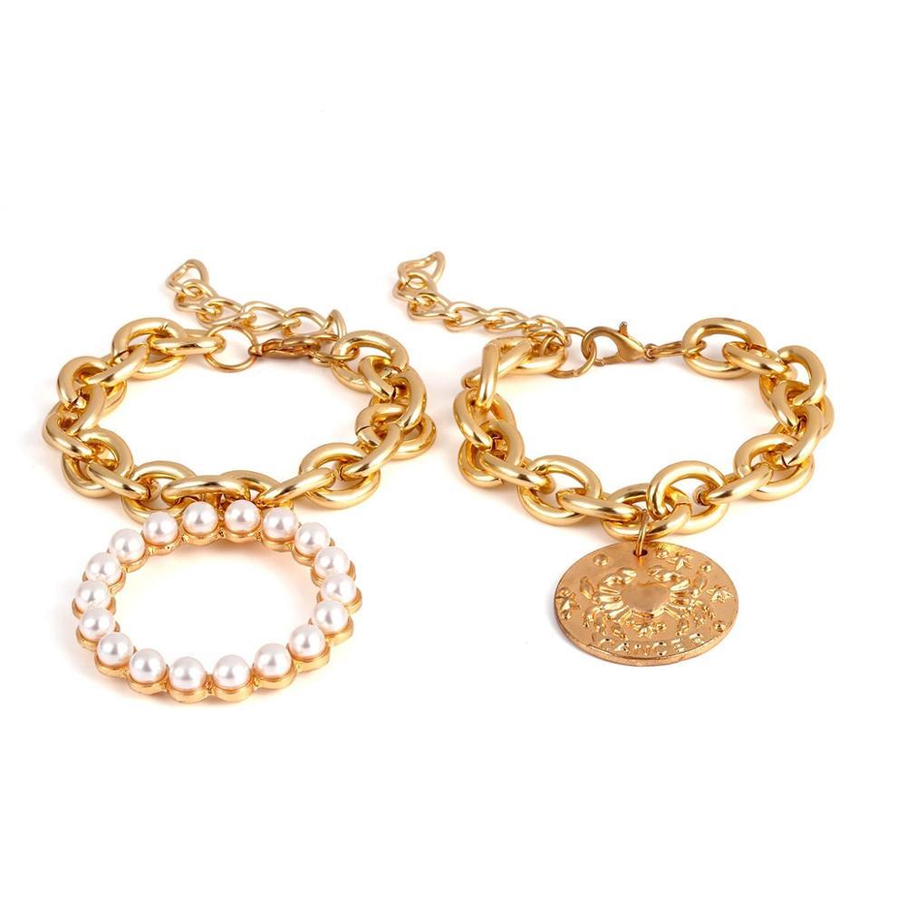 Womens Layered Pearl Like Alloy Bracelet With Exaggerated Crab Geometry Zodiac Charm Jewelry For Everyday Wear