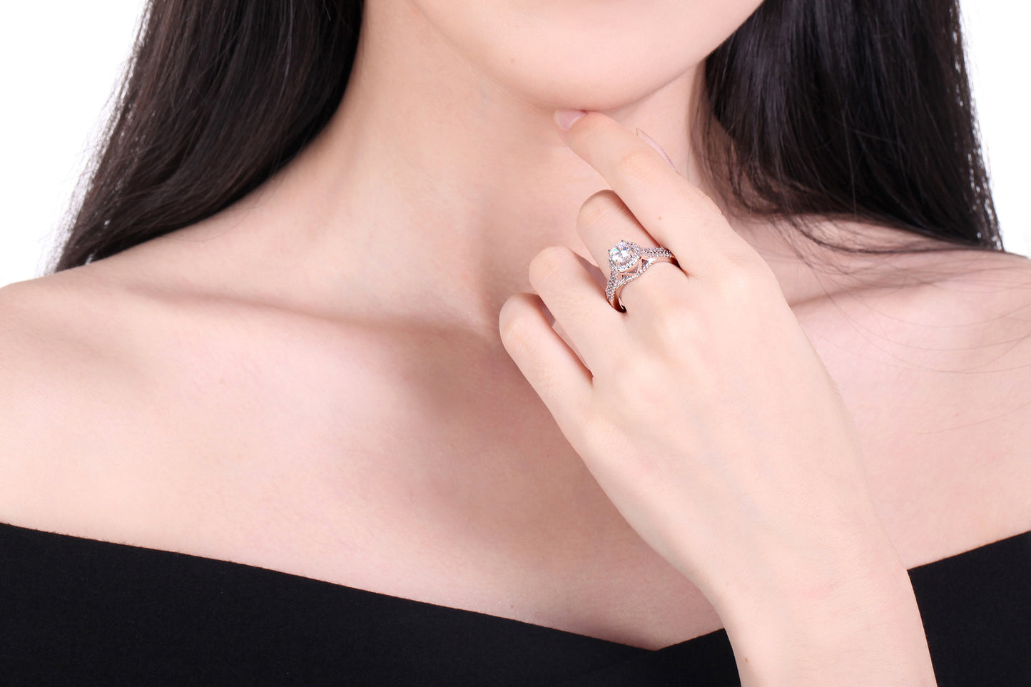 Gold Plated Zircon Six Claw Diamond Ring For Women European American Style Jewelry Elegant Sparkle Durable Brass Core