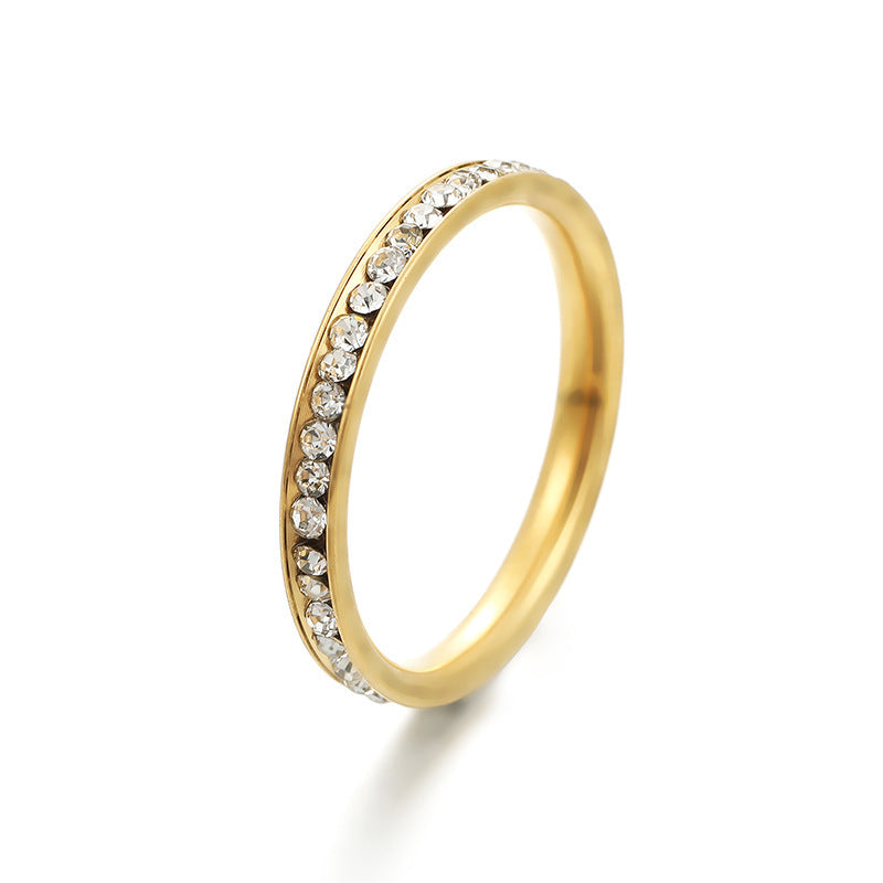 Titanium Steel Geometric Ring With Rhinestone Electroplated Gold And Steel Finish Band Ring For Men Durable Daily Wear