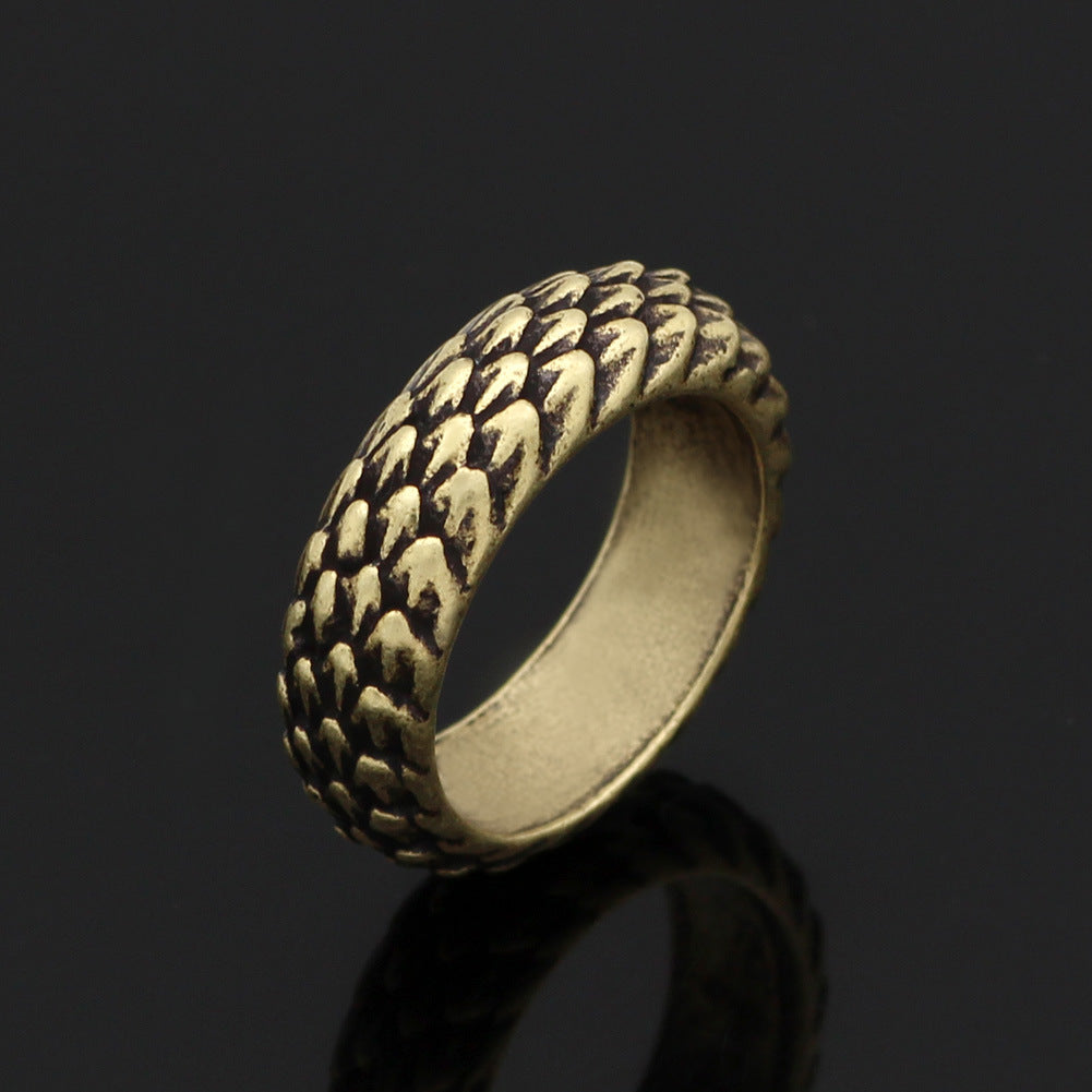 Vintage Dragonscale Ring Nordic Viking Design Ancient Silver Polished Finish Sleek Simple Shape Fine Workmanship Gift