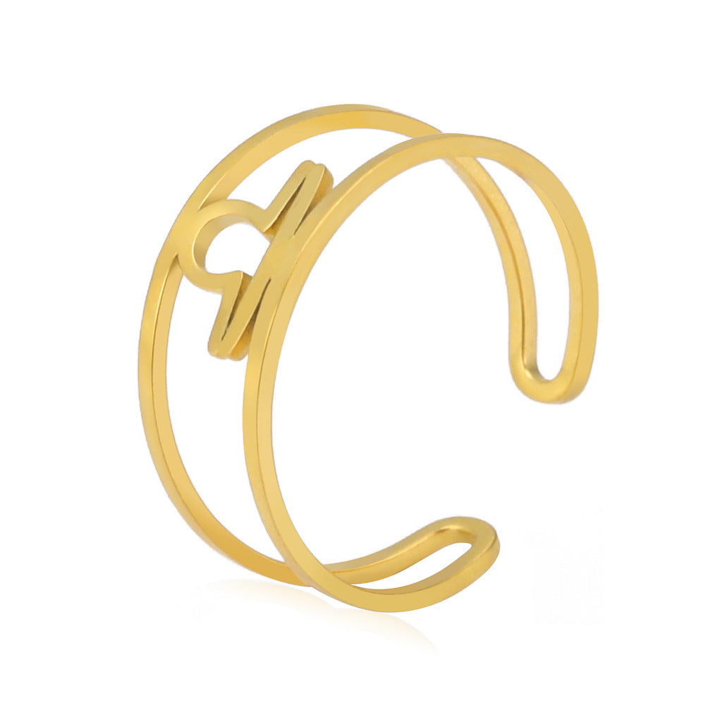 Unisex Titanium Steel Ring Electroplated Stainless Steel Constellation Zodiac Sign Ring Natural Design For Men And Women