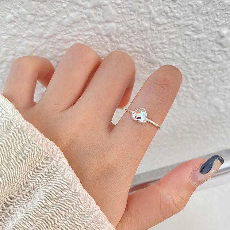 Womens Adjustable Open End Ring Silver Electroplated Copper with Zircon Inlay Love Jewelry Gift Ideal gift for her