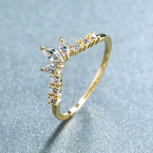 Gold Tone Oval Ring For Women Geometric Copper Design Fashion Jewelry Everyday Wear Everyday Style Accessories Chic