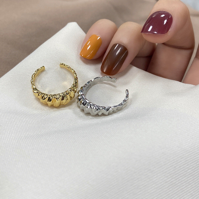 Womens Adjustable Opening Ring Silver Plated Irregular Geometric Ring Korean Version Fashion Trendy Style Gold